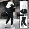 FI Survêtement pour hommes Casual Joggers Vêtements de sport à capuche Automne Hommes Vestes + Pantalons 2 pièces Ensembles Hip Hop Running Sports Suit V3jZ #