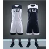 Camisas ao ar livre Homens Juventude EUA China Basquete Jersey Define Uniformes Kits de Treinamento Roupas Esportivas Equipe Jerseys Respirável Personalizado Dhifh