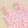 Kläduppsättningar födda baby flicka jordgubbe tryck bodysuits härlig ärmlös romper hårband set mode sommaren rompers kläder
