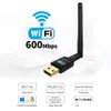 Adaptadores de rede 600Mbps USB Wifi Adaptador 5.8Ghz2 4Ghz Receptor Wi-Fi Placa sem fio Antena de alta velocidade Dongle Drop Delivery Computadores Otamp