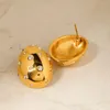 Orecchini a bottone Uworld Minimalista Perle d'imitazione Zircone Acciaio inossidabile Tondo Moda Alta qualità Colore oro Fascino Commercio all'ingrosso di gioielli