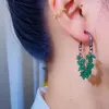Dingle örhängen grön röd kristall pärlstav pendelle tofs för kvinnor utsökt ljus lyx unik design personliga flickor smycken