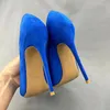 Sukiej buty niebieskie zamszowe fala damskie Pumps Party Night Club wysokie obcasy 12 cm spiczasty stóp rozmiar 34-45 wąskie kobiety