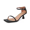 Sandals Are Popular for Women in The Summer New One Word Buckle Belt Is Used for Ladies Slippers with Thin Heels and Square Heads Followed By Roman Shoes A032