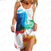 Robes décontractées 23 Mode hawaïenne Jupe courte Femme Lâche Col rond Chemise sexy Chemise d'été Robe colorée et drôle Impression 3D