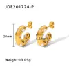 Hoop Huggie Shaped Hammer Sparkling Zircon CC Ring Earrings Suitable for Womens 18K Gold Plated Stainless Steel Round Earrings 24326