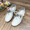 Sapatos casuais femininos únicos 2024 primavera sola macia antiderrapante oxfords conforto plano rendas até luz mulher andando