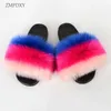 Sandaler Ny design Eva Fluffy Shoes For Womens Home Warmth Slider Artificial Fox Fur Slider Plush Slider Fake Sandals Leverantör för kvinnors skor2403