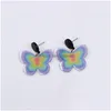 Charm Personality Acrylic Embossed Print Simple Earring Bohemia Vintage Butterfly Flame Earrings Gift Drop Delivery Jewelry Dhsag