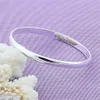 925 Silver Color Smooth Solid Armband Bangles for Women Men Charm Party Luxury Jewelry Gift 240312