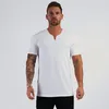 Zomer Nieuwkomers Kleine V-hals Korte Mouw T-shirt Mannen Slim Fit Fi T-shirt Sport Casual Gym Kleding Fitn tshirt 36Cv #