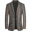 2024 Nouveau Automne Hommes Blazers Plaid Costume Veste Coréenne Design Casual Manteau Printemps Busin Slim Fit Tops Vêtements Pour Hommes Oversize X3wW #