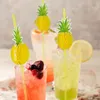 Disposable Cups Straws Plastic Bendable For Coffee Shops Yellow Pineapple Decorative Straw