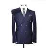 hot Selling High-quality Men's Suit Two-piece Set New Arrival Male Navy Blue Double Breasted Wedding Banquet Set 502J#