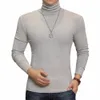 Fi Camisetas de gola alta masculinas casuais outono inverno gola alta nova slim manga lg estiramento modelo camiseta plus size tees S7zE #