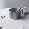 Tazze Piattini Tazza da caffè e piatto in ceramica creativa Colazione da ufficio Latte Acqua Tazza da tè pomeridiano giapponese retrò con cucchiaio di legno