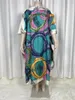 Women's Swimwear African2024 Saudi Arabian Scarf Loose Print Silk Maxi Dress Summer Beach Bohemian Robe Kaftan Kimono Short Sleeve C34