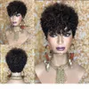 Ludzkie włosy peruki krótkie Sassy Curl Pixie Cut Pixie Kinky Curly For Women Brazilian Remy 150 FL Gęstość Bob Wig81679178785423 Drop DHTM3