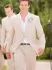 Linen Groom Tuxedo for Wedding Beach Men Suits Slim Fit Bridegroom Groomsmen Summer Wear Tuxedos Prom Party Blazer 2 PCS 2024 M3U1#