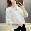 Kvinnors tröjor 2024 Spring Hollow Sticked Pullover Thin Sun Protective Clothing Loose Fashion Sweater mångsidig topp