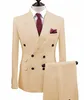 Męskie garnitury Slim Fit 2 sztuki Busin Groom Podwójna kurtka Tuxedos White Blazer na wesele Prom Eveningblazer+Spodnie 896R#