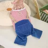 Vêtements pour chiens Mode Stripe Design Combinaison Vêtements Denim Salopette Petits Chiens Vêtements Chat Confortable Doux Kawaii Articles Pour Animaux De Compagnie En Gros