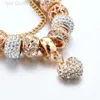 Designer pandoras pulseiras novo estilo panjia cheio de diamante amor kc cor preservando banhado a ouro pulseira frisada