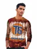 Retro Nostalgia LG Sleeve Topps Men's American Vintage Round Neck Autumn Racing Sign 3D Digital Printed Pattern Print T-shirt Y5BC#