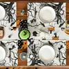 Tapis de Table joyeux Halloween fantôme effrayant, tapis de cuisine, résistant à la chaleur, 45x30cm, napperons en forme de corbeaux d'arbres pour