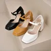 Robe chaussures talons épais blanc Mary Jane pour femmes bout carré noeud papillon bride à la cheville fête femme PU cuir plate-forme pompes hautes