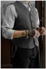 2024 Gilet pour hommes Classique Costume Steampunk Laine Tweed Notch Revers Gilet Épais Tweed Café Mille Oiseau Grille Manteau Pour Mariage m5Ih #