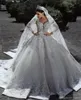 2021 Vestidos De Novia Vintage Luxury white wedding dress Long Sleeve Lace Ball Gown African Plus Size muslim Beads Zuhair Murad B6075805