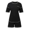 Kvinnors träningsdräkter Casual Summer Short Sleeve Shorts Set Fashion Tracksuit Women Two Piece Set Loungewear 2 Outfit 2024