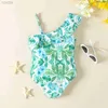 Einteiler Sommer Kinder Einteiler Badeanzug Rüschen ärmellose Badebekleidung Blumendrucke Einteiler Badeanzug Bikini Zweiteiler Strandkleidung 24327