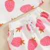 Ensembles de vêtements pour bébés filles, tenue 2 pièces, imprimé fraise, T-shirt à manches courtes, short élastique, ensemble de vêtements d'été mignons