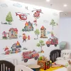 Stickers Large Cartoon Fire Truck Rescue Team Wall Sticker Removable Selfadhesive PVC Home Decoration for Living Room Bedroom