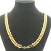 Super Cool Chain Fashion 24k Gul Solid Fine Gold Double Curb Cuban Link Halsband Mens 600mm 10mm2261