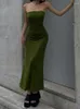 Vestidos casuais na moda sem alças sexy encantador fishtail vestido senhoras festa simples roupas outono magro sólido cintura alta elegante maxi