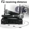 Microphones Wireless Dual Handheld Microphone 2 Channel VHF Mic KTV System Karaoke EU Plug