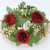 Decorative Flowers Wreath Rings For Pillars Sprung Artificial Leaf Flower Wreaths Silk Tabletop Centerpieces Tables Decor