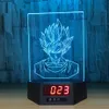 GOKU 3D Illusion Clock Lamp Night Light RGB Lights USB Powered 5th Battery IR Remote Drop Retail Box4142510