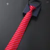 Bow Ties Lazy Zipper Men's Tie Classic Striped Plaid Necktie Jacquard Accessories Daily Wear Cravat Wedding Party Male Gifts