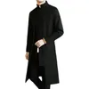 Trench-Coat Hommes Faux Deux Pièces Cardigan Kimo Manteau Brodé Mâle LG Style Chinois Noir Lâche Vintage Cott Lin Veste c4g7 #