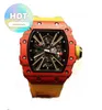 Designer Luxury RM Wrist Watch Mens Mechanics Watch Wristwatch Fully Automatic Mechanical Movement Light Carbon Fiber Composite Shell Natural Tape