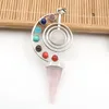 Pendant Necklaces FYJS Unique Silver Plated Spiral With 7 Colors Small Beads Pyramid Stone Healing Chakra Spiritual Jewelry