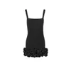 Casual Dresses Designer Flower Ruched Clubwear Summer Slim Girl Black Spaghetti Strap Square Neck Birthday Party Mini Bodycon Dress