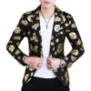 Männer Goldene Fr Print Blazer 2024 Frühling Formale Dr Smoking Casual Slim Fit Anzug Jacke/Hohe Qualität Fi Männer kleidung C7L2 #