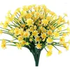 Decoratieve bloemen SV-6 Pack trossen kunstmatige madeliefjes buiten imitatie plastic herfstbloem tuin raamdecoratie (geel)