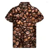 Camicie casual da uomo Chicchi di caffè Latte Grafica Camicia hawaiana Uomo Stampa 3D Harajuku Moda Manica corta T-shirt Street Camicetta oversize con bottoni