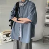 Koreaanse Stijl Solid Korte Mouw Strand Mannen Oversized Blouses Zomer Vest 2023 Fi Wit Japanse Harajuku Zwarte Top v6PM #